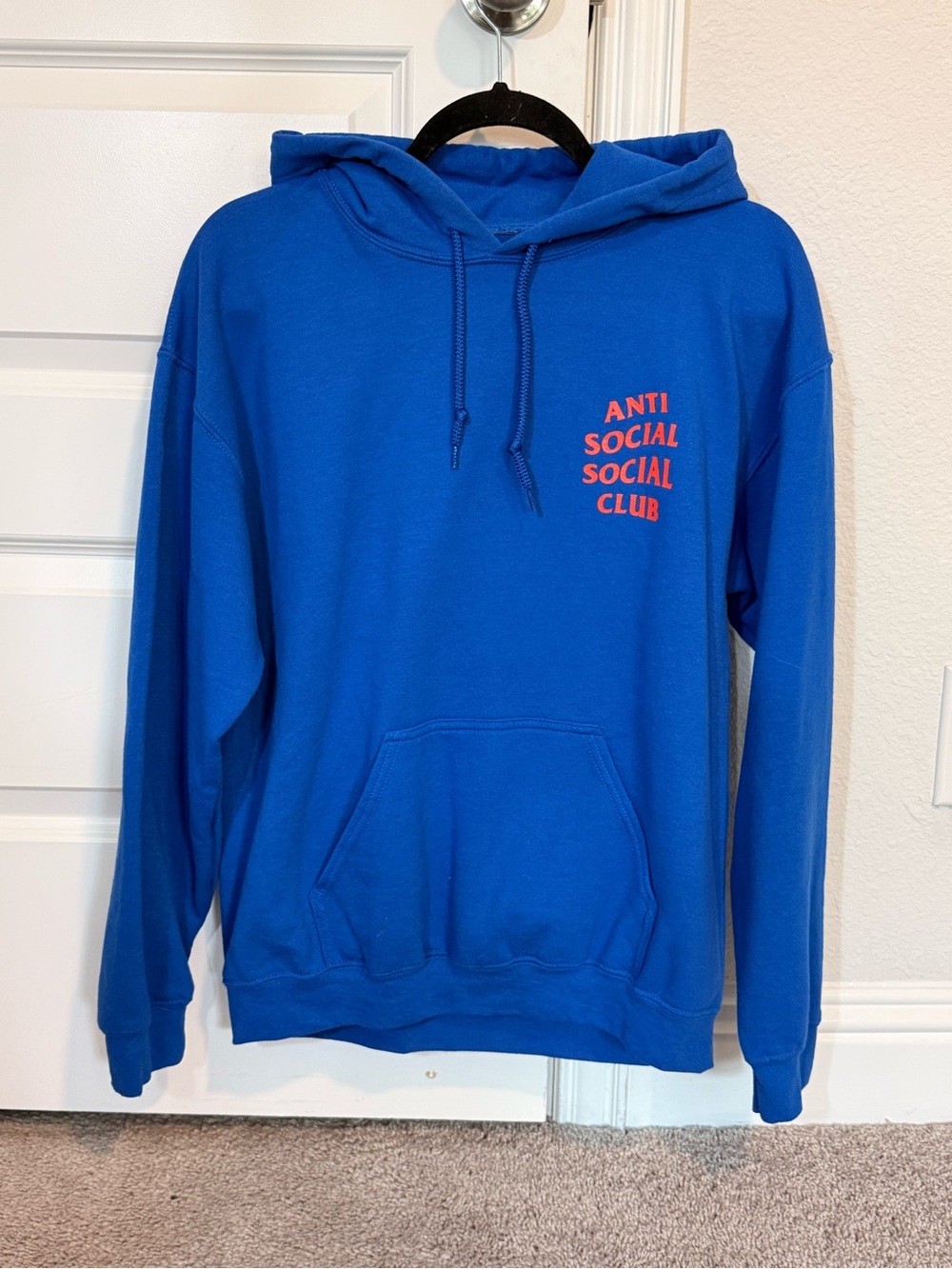 Anti Social Social Club Royal Blue Hoodie with Red Logo size M
